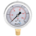 2.5" Stainless Steel Liquid Filled Gauge, Bottom Mount, w/ Brass Internals (0-15 PSI)